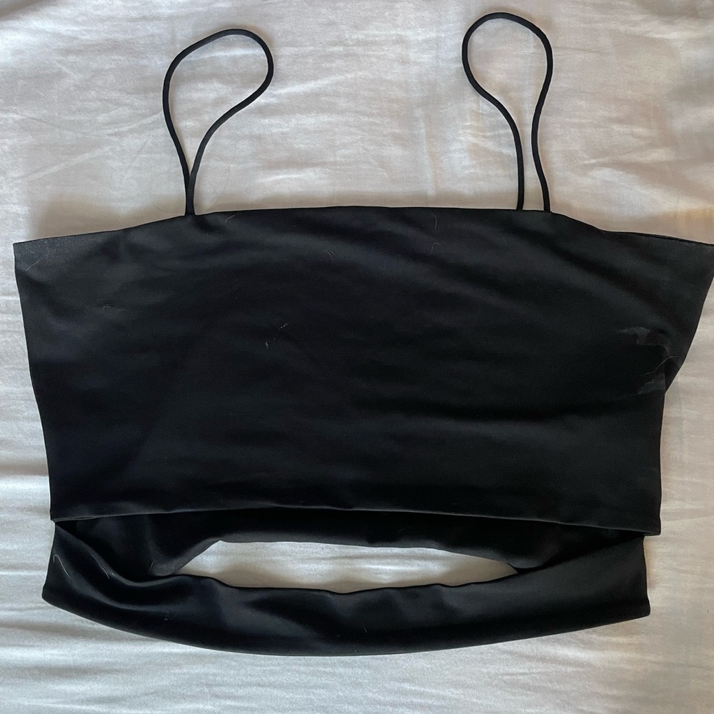 Black crop top with slit